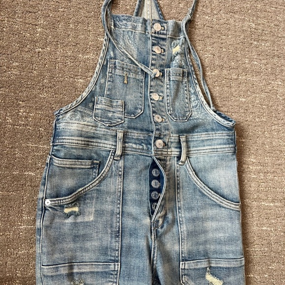 Pilcro Anthropologie Painters Denim Overalls Distressed Paisley/Floral Size 26 - Picture 8 of 8